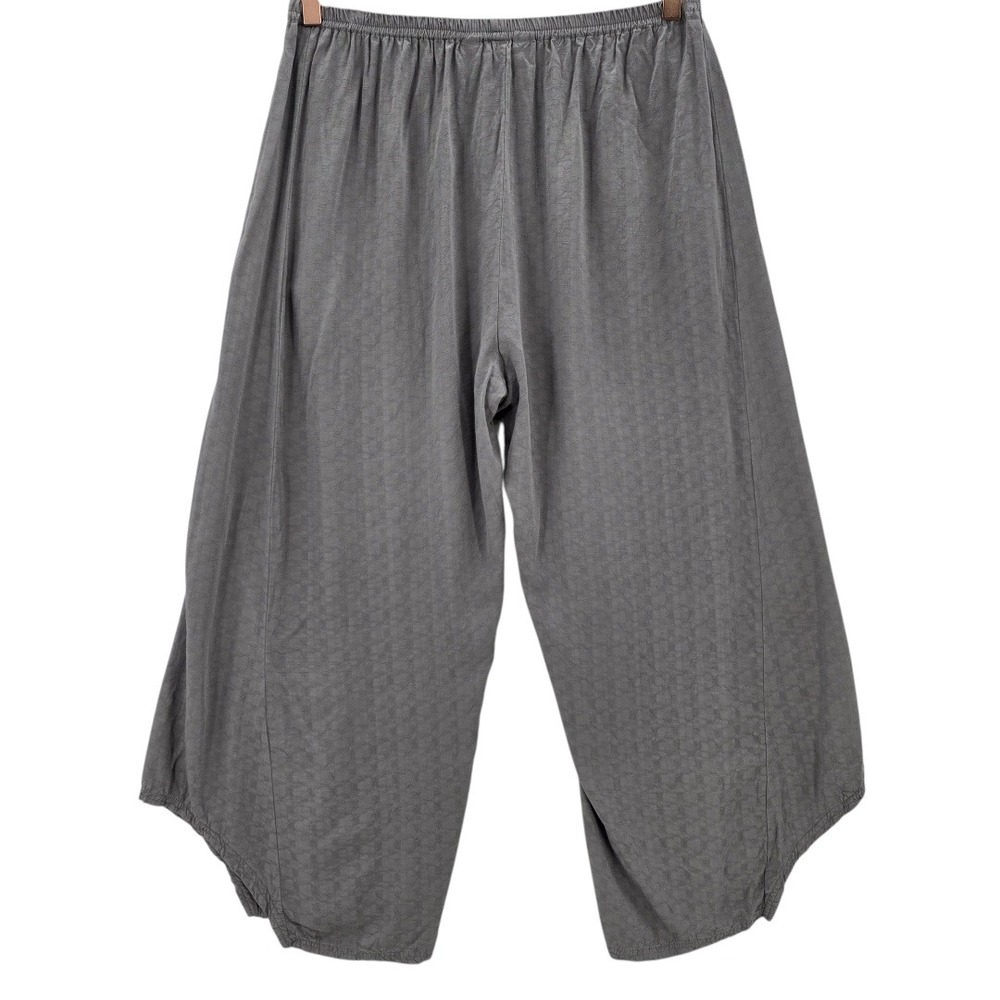 Lyng Womens L Gray Rayon Lagenlook Wide Leg‎ Cropped AR Pants